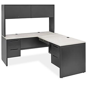 Industrial Office L-Desk with Hutch - 66 x 72”
