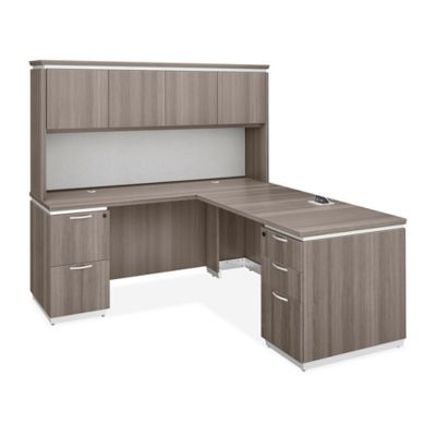 Downtown Executive L-Desk with Straight Front and Hutch - 72 x 72