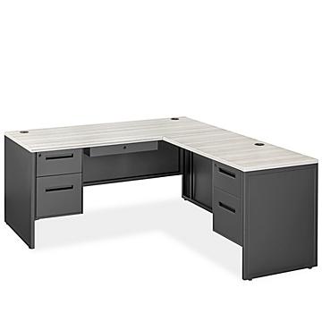 Double Pedestal Industrial Office L-Desk - 66 x 78"