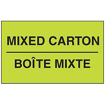 Étiquettes bilingues anglais/français – « Mixed Carton », 3 x 5 po