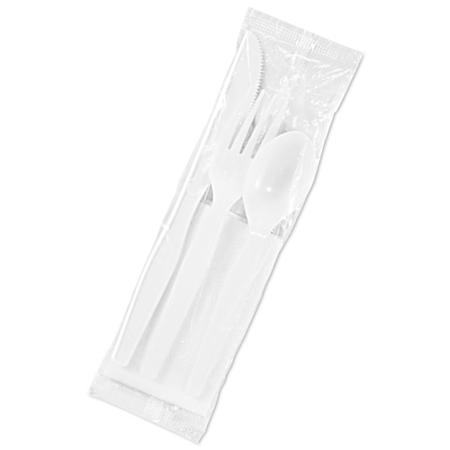 Uline Kit de Cubiertos de Plástico 4 en 1 - Peso Estándar, Blanco