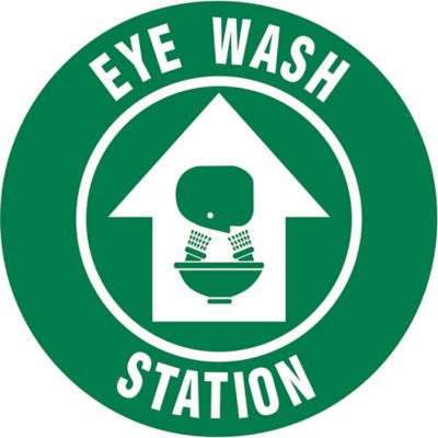 Enseigne de sol pour entrepôt – « Eye Wash Station », 17 po de diamètre