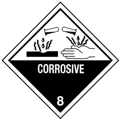 D.O.T. Labels - "Corrosive", 4 x 4"