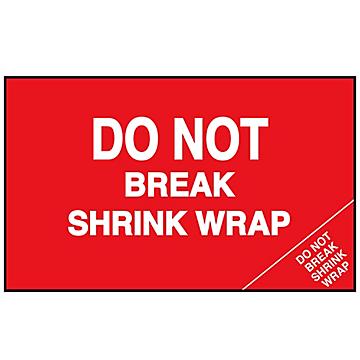 Etiquetas de 2 partes - "Do Not Break Shrink Wrap", 5 x 8"