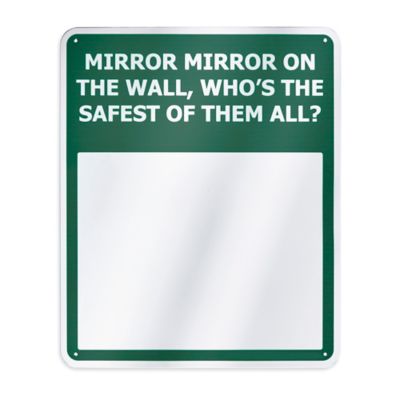 Miroir avec message de sécurité