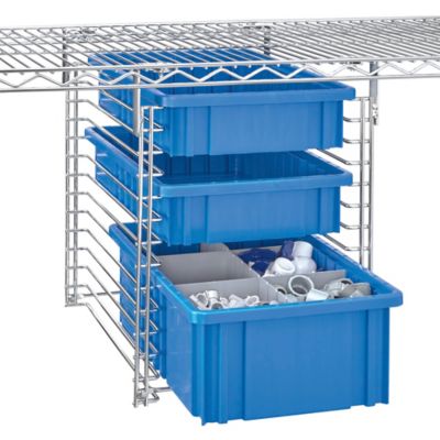 Glissières à bacs pour rayonnage en fil de métal
