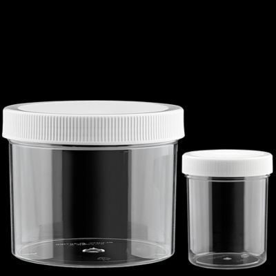 Clear Round Wide-Mouth Plastic Jars
