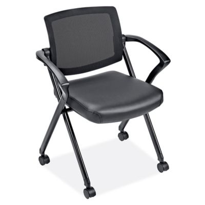  Mesh Nesting Chair with Armrests - Vinyl, Black