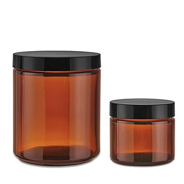 Amber Straight-Sided Glass Jars