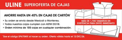 Superoferta de Cajas - Ahorre hasta un 40% en Cajas de Cartón. Use el código # SP675MX al colocar su orden. La oferta termina el 12/13/26.